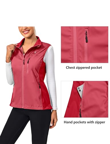 Little Donkey Andy Women's Lightweight Vest Windproof Sleeveless Jacket - color: Red, size: Medium
