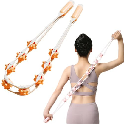 Manual Back Massage Roller Rope, Handheld Massage Ball Roller Anti Cellulite Massage Roller, Fascia Roller Manual Massage Strap for Back Neck Shoulder Waist Leg Muscle Exercise Massage Roller (Orange) - color: Orange