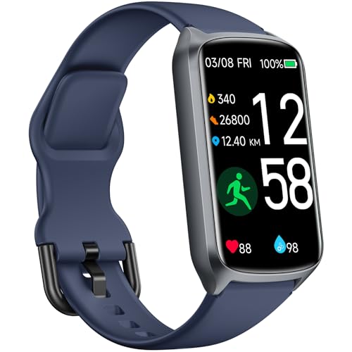 Amzhero Health Fitness Tracker with 24/7 Heart Rate, Blood Oxygen, Blood Pressure, Sleep Tracker, 5ATM Waterproof Activity Trackers with Step Tracker, Pedometer (S & L Bands Included) - color: Blue