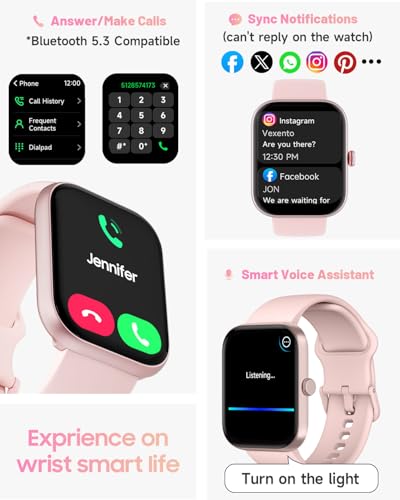 1.91" Smart Watch for Women with ALEXA, Fitness Watch for Android iOS Phone - color: Light Pink