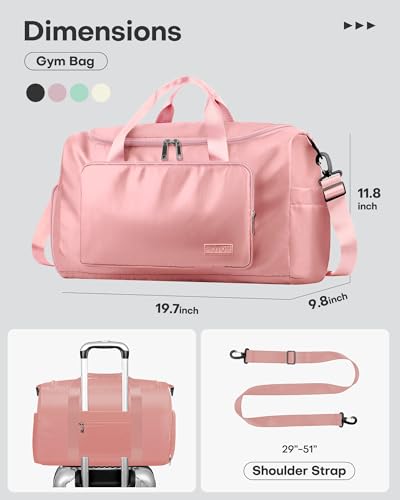 HOTOR Gym Bag, Duffle Bag with Shoe Compartment, Pink 19.7x9.8x11.8 Inch - color: Pink, size: 19.7" x 9.8" x 11.8"