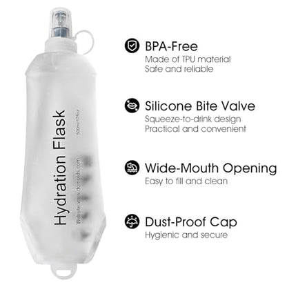GUYI GYGYL Soft Flask Collapsible Water Bottle for Sports, 500ml White 2pcs - color: 2Pcs 500ml White