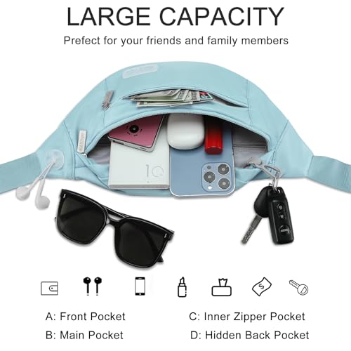 Large Dusty Blue Fanny Pack for Women Crossbody Bag Travel Essential - color: Dusty Blue