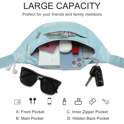 Large Dusty Blue Fanny Pack for Women Crossbody Bag Travel Essential - color: Dusty Blue