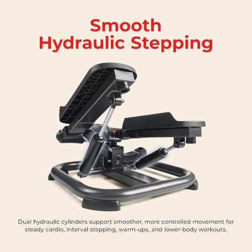 Sunny Health & Fitness Smart Power Stepper with Resistance Bands for Cardio - color: 1. Black