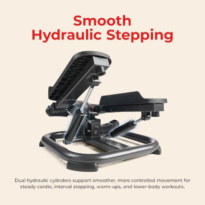 Sunny Health & Fitness Smart Power Stepper with Resistance Bands for Cardio - color: 1. Black