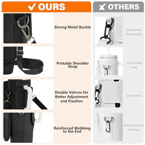 LEFOR·Z Water Bottle Carrier Bag with Phone Pocket Compatible with Stanley/Meoky 40 oz Tumbler with Handle,Water Bottle Holder Pouch with Adjustable Strap Compatible with Stanley Cup Accessories - color: Black-Style B