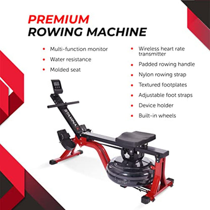 Stamina Inmotion Rower Compact, Efficient Cardiovascular Rowing Machine Smooth Adjustable Tension - color: Black / Red