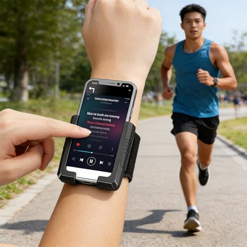 1 Piece Wristband Phone Holder,Adjustable Running Armband Phone Mount,Secure & Hands-Free（Orange Wrist Style）