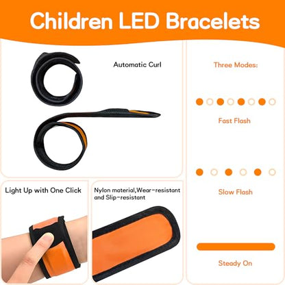6 PCS LED Slap Bracelets, Night Safety Light Up LED Bracelets for Kids