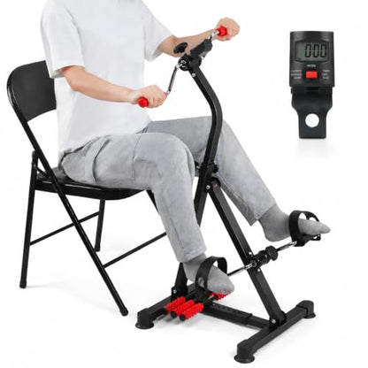 Adjustable Pedal Exerciser Bike for Seniors - Hand Arm Leg and Knee Therapy, Stroke Recovery, Portable Fitness Equipment for Total Body Workout - Great Gift for Elderly Rehab