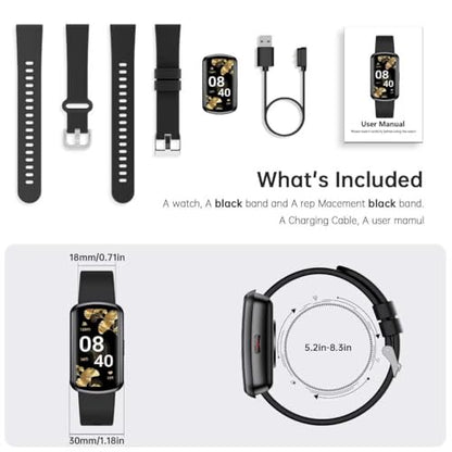 Health Fitness Tracker with 24/7 Heart Rate, Smart Watch with Blood Pressure and Blood Oxy-gen Monitor, Bulit-in 120+ Sport Mode, Sleep Tracking Waterproof Activity Tracker for Women Men - color: Black