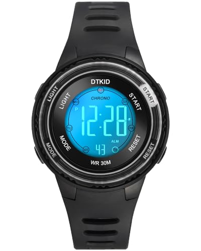 DTKID Digital Kids Watch 30 M Waterproof for Girls Boys 5-16 - color: Black