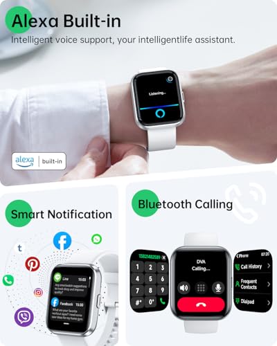 WMK Smart Watch for Android Phones & iPhones, Fitness Watches for Women Men - color: Silver White