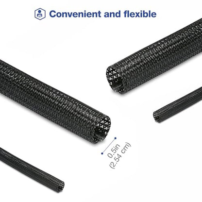 JOTO 10 Feet Cable Management Sleeve -Black - color: Black, size: 1 Pack, 120 Inches