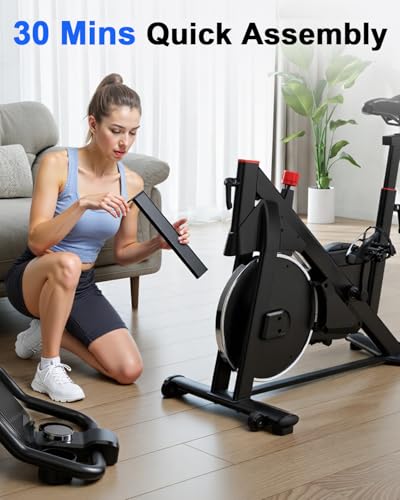 Superun Exercise Bike, Stationary Bikes for Home Gym with 32-Level Magnetic Resistance, 300LBS Capacity Indoor Cycling Bike with Comfortable Seat, LED Display - color: Pro-Black