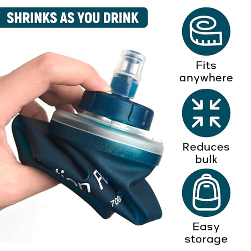Soft Flask 500ML, TPU Collapsible Soft Water Bottle, Leakproof, Reusable, Bottle for Running, Hiking, Cycling Hydration Flask- Slate Blue - color: 500ml Slate Blue