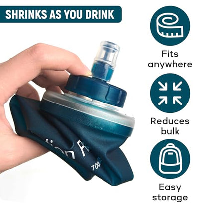 Soft Flask 700ML, TPU Collapsible Soft Water Bottle, Leakproof, Reusable, Bottle for Running, Hiking, Cycling Hydration Flask- Slate Blue - color: 700ml Slate Blue