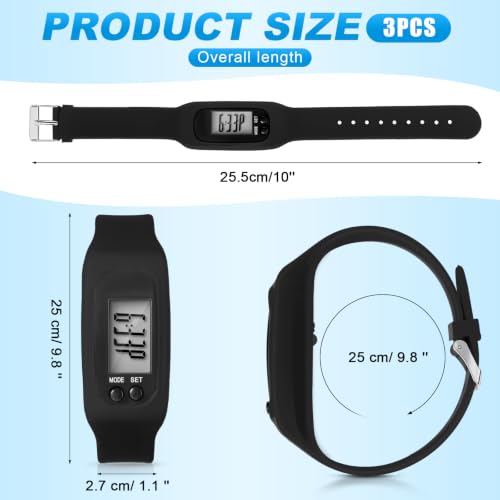 Kenning 3 Pcs Walking Running Pedometer Watch - color: Orange, Green, Black