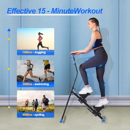 Stair Stepper for Home Vertical Climber, Foldable Full Body Exercise Aerobic Climbing Machines, Mountaineering Fitness Equipment with Adjustable Handles (Black)