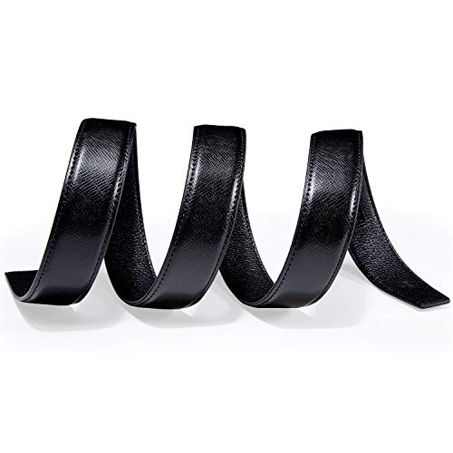 Dubulle Mens Ratchet Belt Gold Click Buckle Adjustable Leather Belts - color: Gold Black, size: Adjustable from 24" to 38" Waist