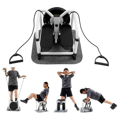 Mini Stepper with Bands & Monitor - 330LBS Hydraulic Full Body Workout, Silent Space Saving Exercise Equipment for Home Cardio, Arms, Legs & Glutes - color: White