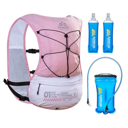 BlueField Running Hydration Backpack Vest for Women and Men 5L Lightweight Trail Runing Hydration Vest Pack Backpack for Running, Cycling, Climb - color: Pink with 2*500ML+1.5L