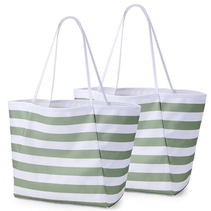 KALIDI Beach Tote Bag Women Large Waterproof Sandproof Shoulder Handbags - color: #2 Green+green