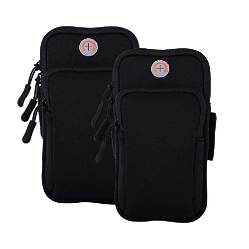 2Pack Phone Armband for Running,Cell Phone Holder Arm Band for iPhone 17 16 16e 15 14 13 12 11 Pro Max Xs Max Xr X 8 7 Plus Mini/Galaxy S26 S25 S24 Note,Waterproof iPhone Armband,Black Sleeve - color: 1-Black