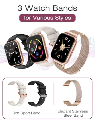 Smart Watch for Men Women with Call Function, Sport & Metal Bands Gold - color: Starlight