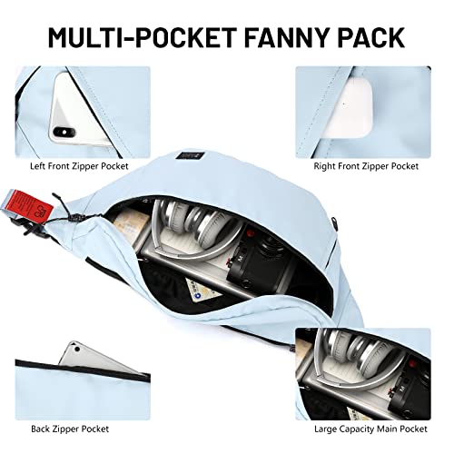 Large Crossbody Fanny Pack for Women Men,Waterproof Waist Bag Pack - color: Light Blue, size: Large
