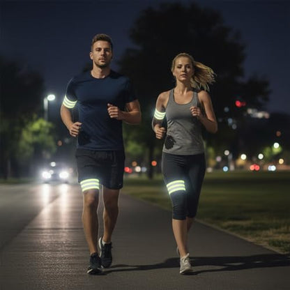 6 Pcs of High Visibility Reflective Bands Wristbands, Reflective Running Gear Adjustable Elastic Reflectives Arm Band, Safety Straps for Night Running, Cycling,Walking