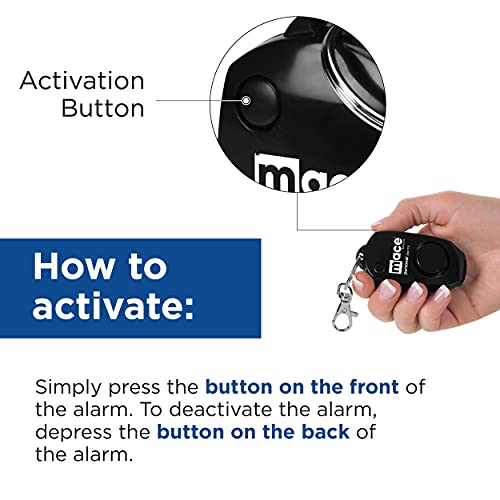 Mace Brand Personal Alarm with Bag or Key Ring Clip, Portable Alarm for Self-Defense that Emits Powerful 130dB, Available in Black, Pink, Blue, Green, Orange, Red, or Yellow