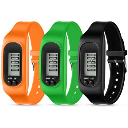 Kenning 3 Pcs Walking Running Pedometer Watch - color: Orange, Green, Black