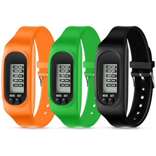 Kenning 3 Pcs Walking Running Pedometer Watch - color: Orange, Green, Black