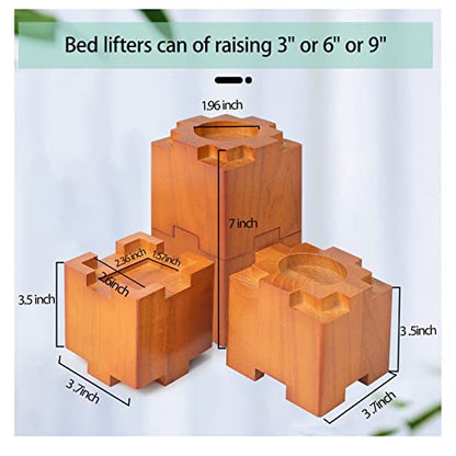 Wood Bed Risers 3.5 Inch with Non-Slip Rubber Pad Furniture 4 Pack, Brown - color: Large Brown 4pack