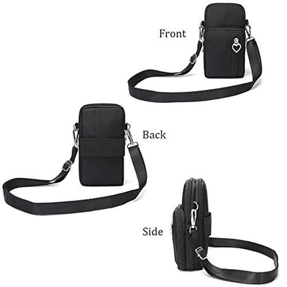 Outdoor Sweat-Proof Running Armbag Cross-Body Shoulder Casual Wallet Purse Crossbody Bag Gym Fitness Cell Phone Key Holder for iPhone 13 12 Pro Max Xs Max/Xr,Galaxy Note 10, P30 Pro,Black - color: #9