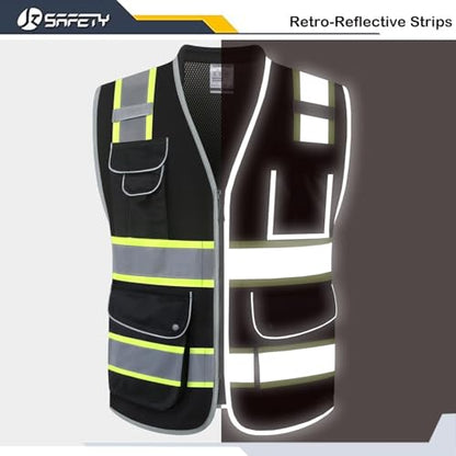 JKSafety Hi Vis Safety Vest for Men Women Cushioned Collar JK101 Black S - color: Jk101-black, size: Small