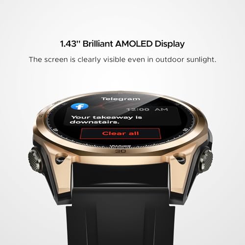 Anywise W1 GPS Smart Watches for Men, 6 Satellite Positioning, 50M Waterproof Fitness Tracker, 1.43'' AI Mens Smart Watch for Android Phone/iphone compatible,Answer/Make Call/12 Days Battery - color: Gold - 3 Watch Bands
