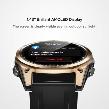 Anywise W1 GPS Smart Watches for Men, 6 Satellite Positioning, 50M Waterproof Fitness Tracker, 1.43'' AI Mens Smart Watch for Android Phone/iphone compatible,Answer/Make Call/12 Days Battery - color: Gold - 3 Watch Bands