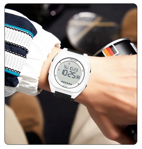 FANMIS Men's Digital Sports Watch Big Face Stopwatch Outdoor Rubber Strap - color: All White
