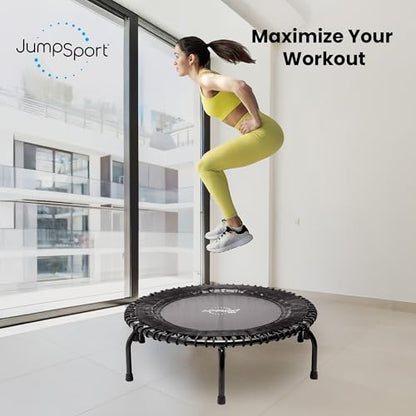 JumpSport 550 Workout Rebounder for Adults, 44" | PRO CE | Mini Exercise Fitness Trampoline Jumper with Cables | Black - color: Black, style: Solid Frame / Skirt Mat