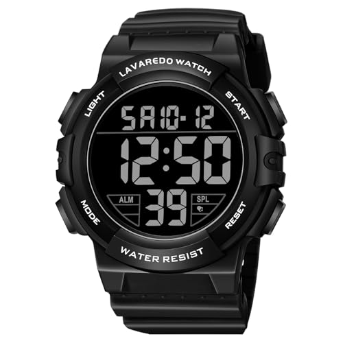 Mens Digital Watch, Sport Military Watch for Men, LED Large Face - color: 08-GB-GreyBlack-B