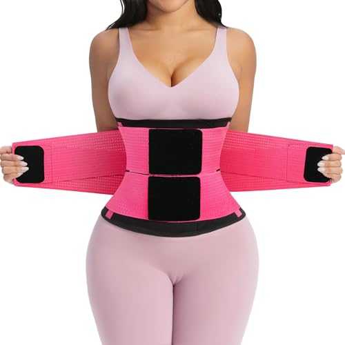YIANNA Waist Trainer Sauna Sweat Waist Cincher Tummy Control Body Shaper - color: Full Rose, size: Large