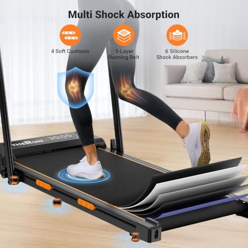 THERUN Walking Pad with Handle Bar, Compact Under Desk Portable Treadmill