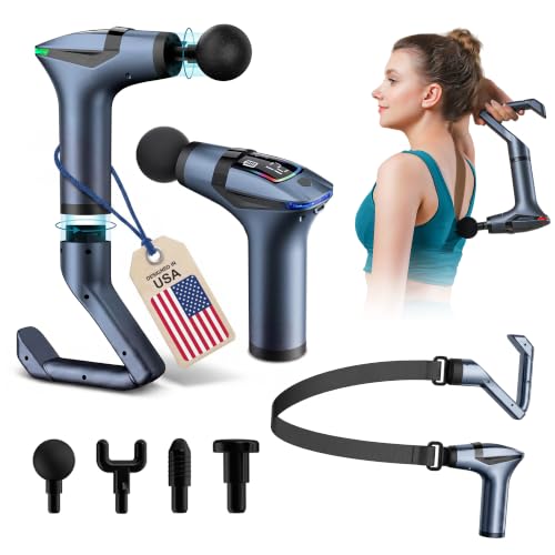 3-in-1 Detachable Deep Tissue Massage Gun with Long Extension Handle for Self-Back Massage and Pain Relief, 4 Massage Heads, 12 Speeds, Muscle Massager for Back, Shoulders, and Neck