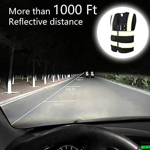 Safety Vest for Men Women Reflective Construction Vest Hi Vis ANSI Standard - color: H-black, size: Large