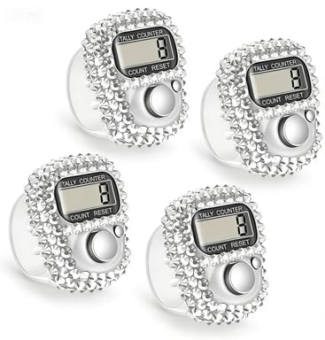 4Pcs Electronic Tally Counter with Display, Resettable Portable Electronic Finger Counter for Golf, Track and Field, Lap Counting - color: Silver