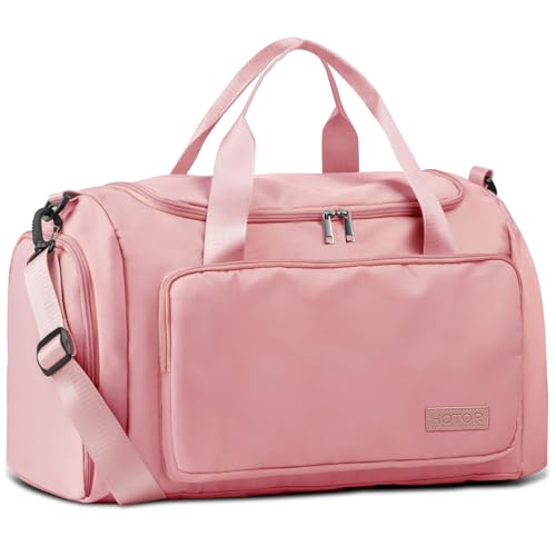 HOTOR Gym Bag, Duffle Bag with Shoe Compartment, Pink 19.7x9.8x11.8 Inch - color: Pink, size: 19.7" x 9.8" x 11.8"
