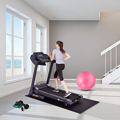 Goplus Thicken Treadmill Mat for Hardwood Floors High Density Waterproof PVC, Floor Protector Pad for Exercise Equipment for Home and Gym Use, Large Size - style: 6.5' x 3' x 0.25''